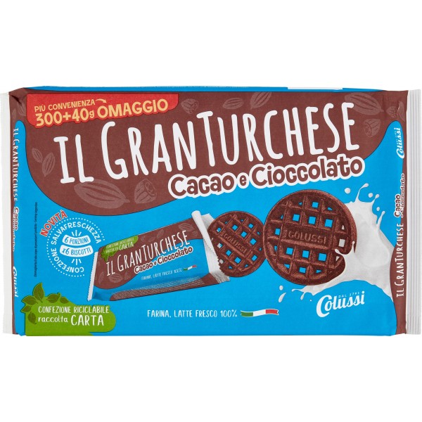 Colussi Biscotti Gran Turchese Cacao e Cioccolato 340 g