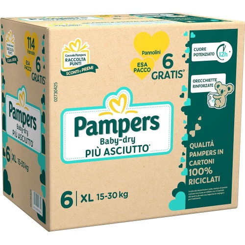 Pampers Pannolini Baby Dry Quadri Maxi x 96